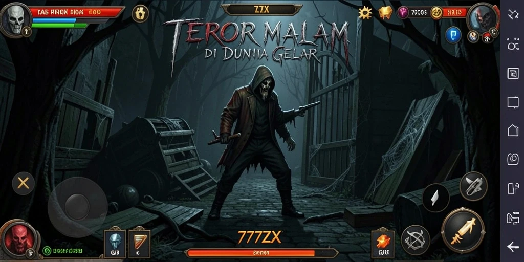 Screenshot gameplay menampilkan suasana horor yang mencekam.