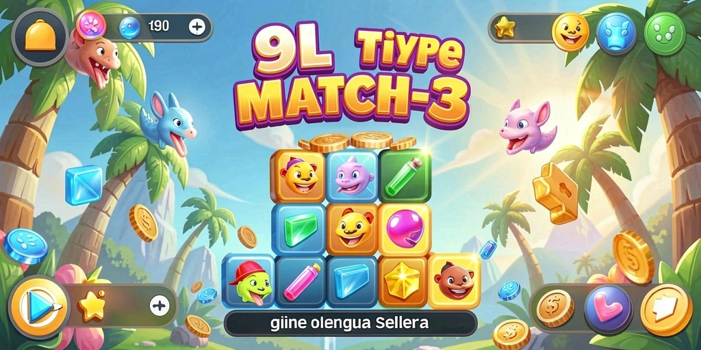 Gameplay menyenangkan dari game Match-3 9SL yang menggugah.