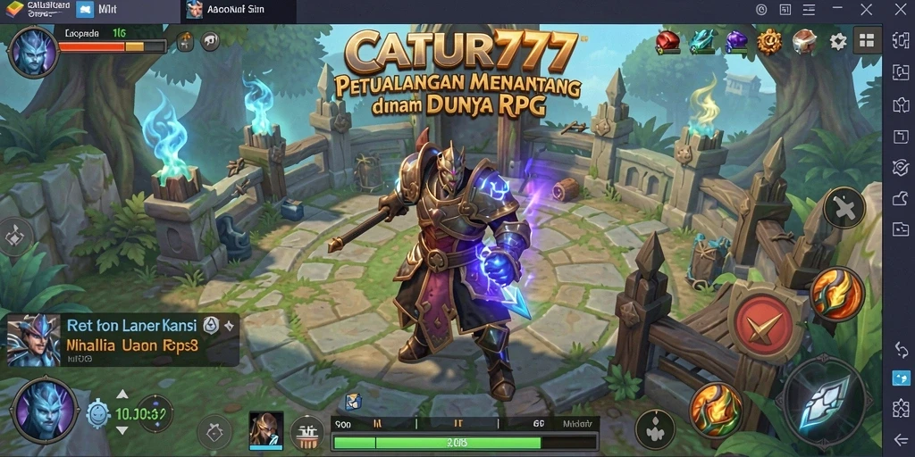 Tampilan gameplay CATUR777 dengan pertarungan RPG yang seru.