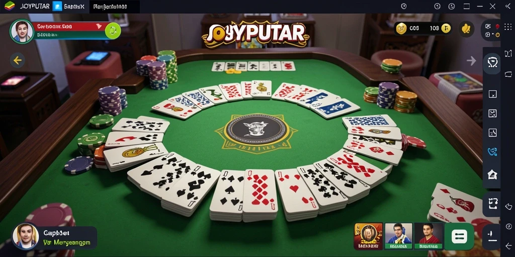 Screenshot gameplay Gaple yang menampilkan kartu dan meja permainan.