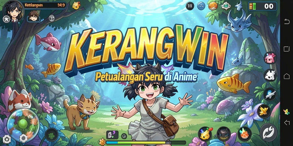Tampilan menarik dari gameplay <strong>KERANGWIN</strong> yang penuh warna dan karakter Anime.