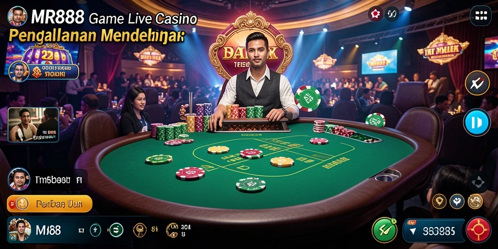 Tampilan gameplay Live Casino MR888 yang mengasyikkan dan mendebarkan.