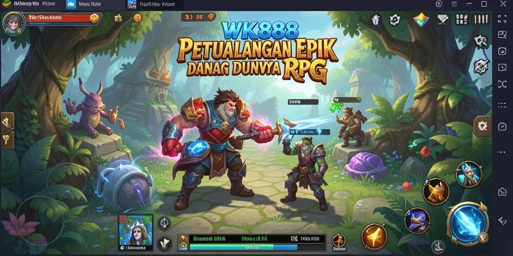 Tangkapan layar menunjukkan pertarungan epik dalam permainan RPG WK888.