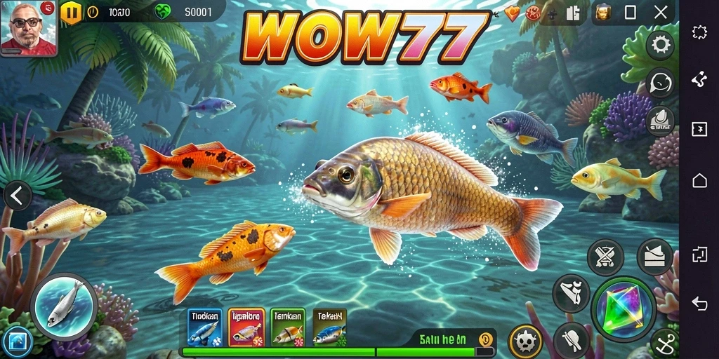 Gameplay WOW77 yang penuh aksi dengan berbagai jenis ikan.