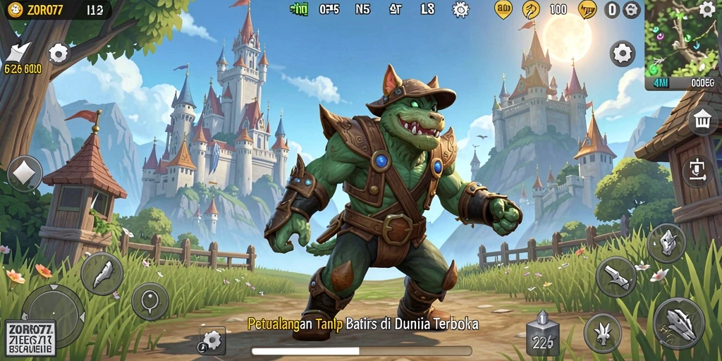 Tampilan gameplay ZORO77 dengan dunia yang luas dan interaktif.